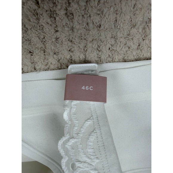 Cacique 46C White Lace Trim Lightly Lined No Wire Full Coverage Bra NWT - Picture 3 of 6